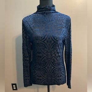 Navy Patterned Women's Blouse